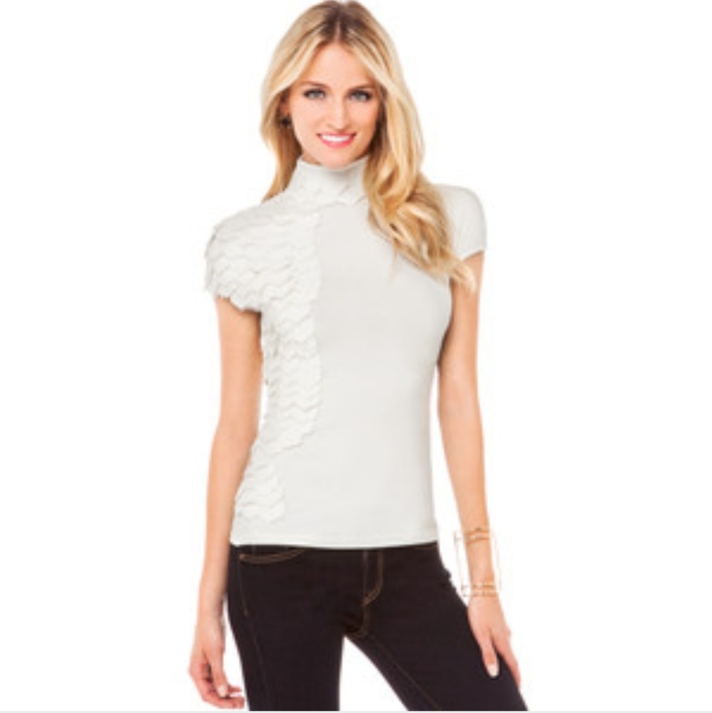 Gracia high neck top with faux leather detailing